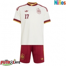 Camiseta España Nico Williams #17 Visitante Equipación para niños Mundial 2026 manga corta (+ pantalones cortos)